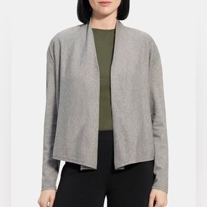 Theory Open Front Cardigan in Stretch Viscose Knit, XS, Medium Grey